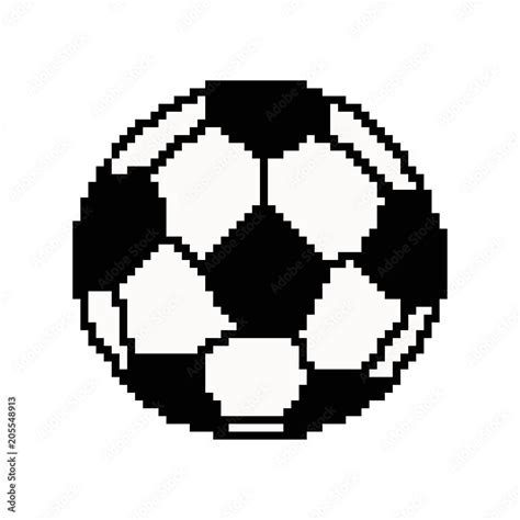 Pixel art football ball. Vector 8 bit game web icon isolated on white ...