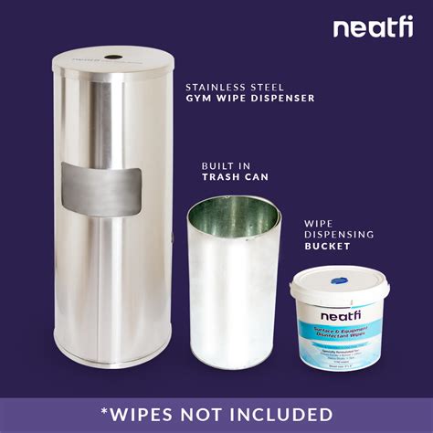 Neatfi Floor Standing Stainless Steel Gym Wipe Dispenser Plus Wipe H