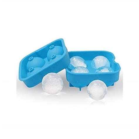 Silicone Spherical 4 Round Ball Whiskey Ice Cube Tray Maker Mold Funnel for Whiskey Cocktails ...