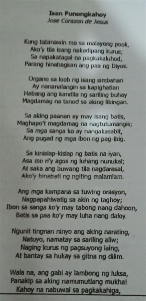 Panuto Sagutin Ang Mga Tanong Tungkol Sa Tula 1 Ano Ang Sinasagisag