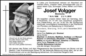 Traueranzeigen Von Josef Volgger Trauer Bz