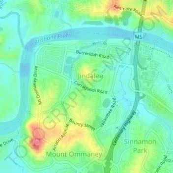 Jindalee topographic map, elevation, terrain