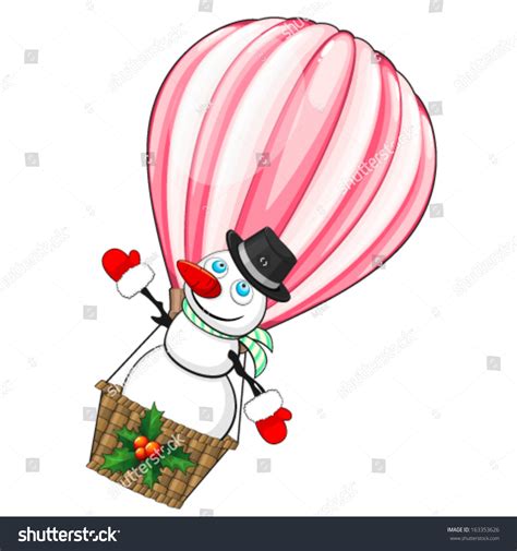 Hot Air Balloon Snowman Stock Vector Royalty Free 163353626 Shutterstock