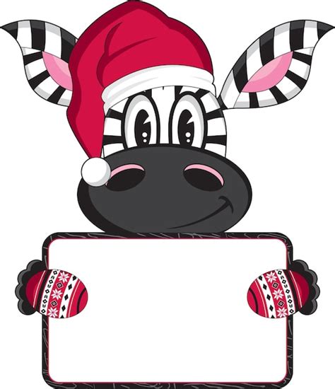 Premium Vector Cute Cartoon Santa Claus Christmas Zebra Character