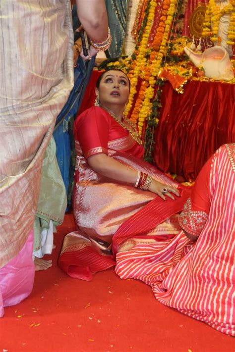 Rani Mukherji And Patralekha Looks Very Beautiful In Saree In Durga Puja Celebration Durga