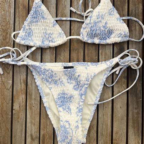 Triangl Bikini Blue And White Floral Bought For Depop