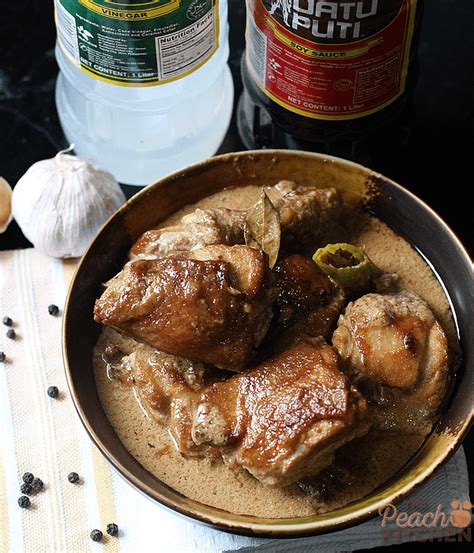 Adobong Manok Sa Gata (Chicken Adobo in Coconut Milk) - The Peach Kitchen