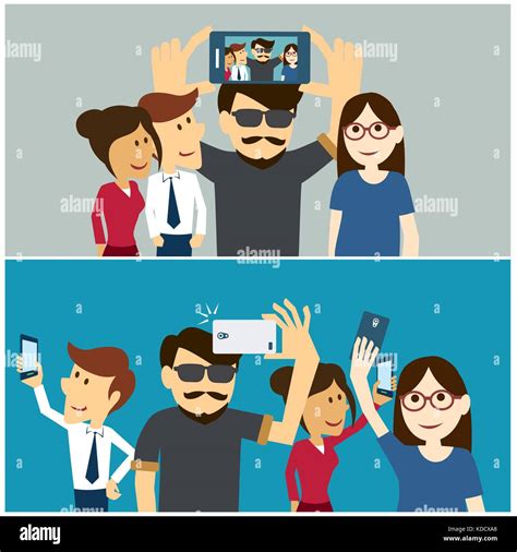 Group Selfie Stock Vector Images Alamy