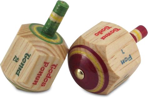 Juego De 2 Pirinola Toma Juego De 2 Piezas De Madera Pintada A Mano De