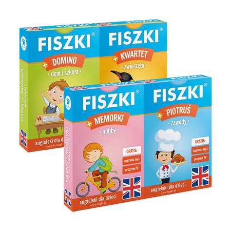 ZESTAW 4 GRY Edukacyjne FISZKI Kurs ANGIELSKI 7096135594