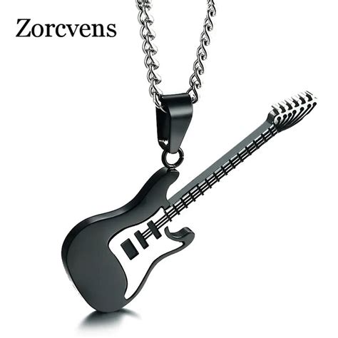 Zorcvens Na Moda Guitarra Colar Pingente 24 Polegada Corrente De A O