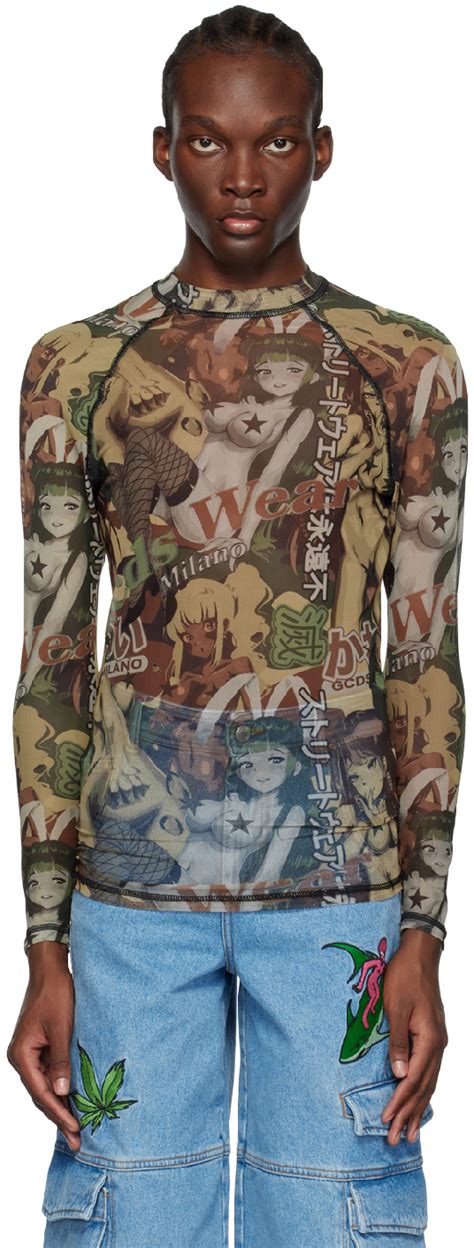 GCDS Khaki Hentai Long Sleeve T Shirt GCDS