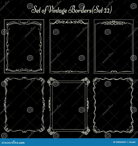 Set of Vintage Frames, Border. Stock Vector - Illustration of graphic ...