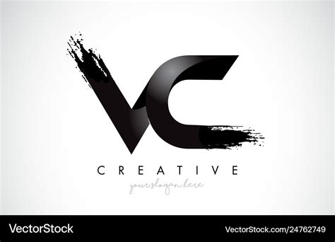 Vc Letter Design With Brush Stroke And Modern D Vector Image