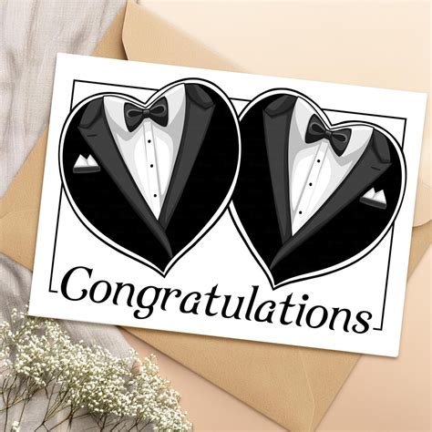 Gay Wedding Card For Groom And Groom Wedding Congrats Card Lgbt Wedding Card Gay Marriage Card