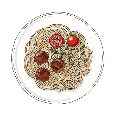 Spaghetti Bolognese Meatballs Vector Images Depositphotos