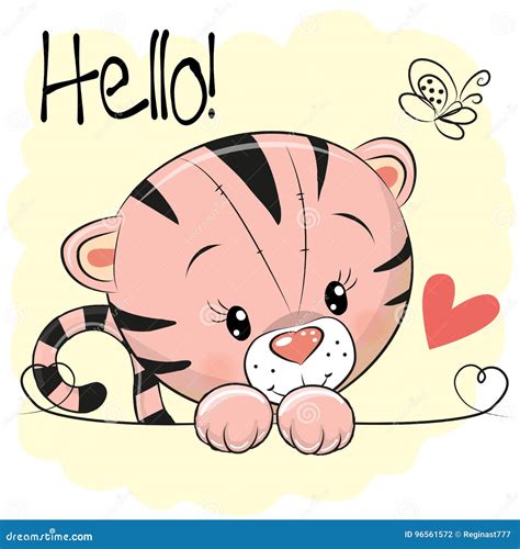 Cute Drawing Tiger stock vector. Illustration of brown - 96561572