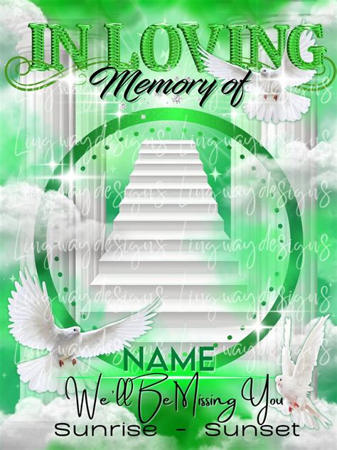 Green Heavens Gate Angel Memorial PNG Add Photo Rest In Peace Etsy