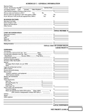 Schedule C Worksheet Fillable