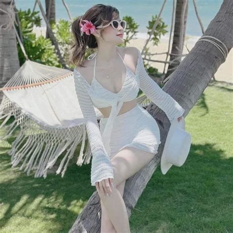 MS922 Size M L XL Bikini đồ bơi đi biển set 4 món GỢN SÓNG 3D dễ thương Kín đáo Shopee Việt Nam