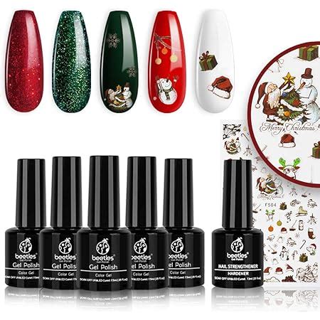 Amazon Beetles Black Gold Glitter Gel Nail Polish Set 6 Colors