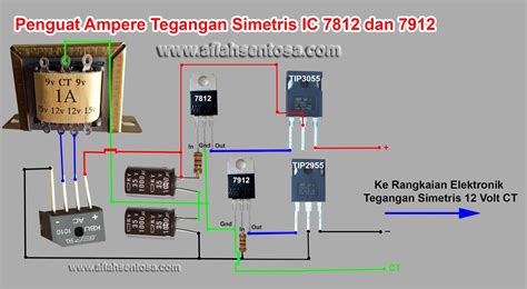 Cara Menambah Ampere Tegangan Simetris IC Regulator 7812 dan 7912