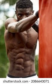 Strong Muscular Black Man Naked Torso Stock Photo Shutterstock