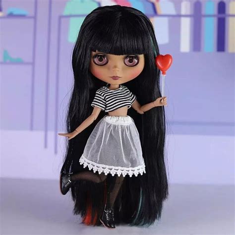 Icy Dbs Nude Blythe Doll Joint Body Black Skin Long Eyelash Sleeping Eye Toy Ebay