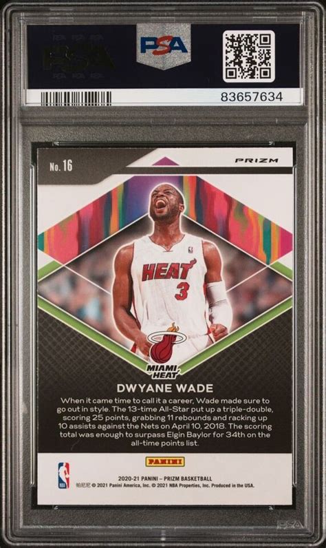 2020 Panini Prizm Fearless 16 Dwyane Wade Hyper Prizm PSA 10 POP 1 EBay