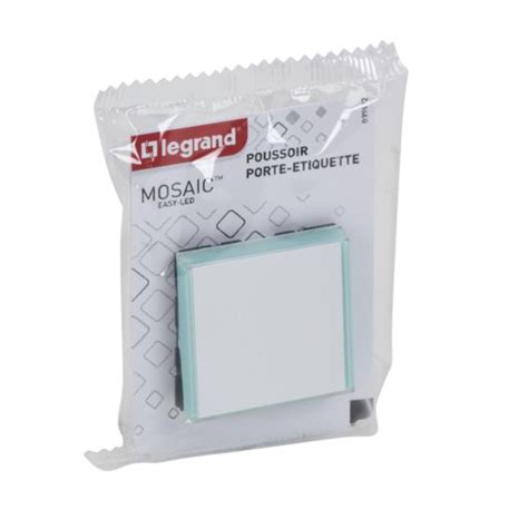 Poussoir avec porte étiquette Mosaic Easy Led 6A 2 modules blanc