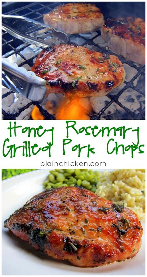 Honey Rosemary Grilled Pork Chops Pork Brushed With Honey Olive Oil