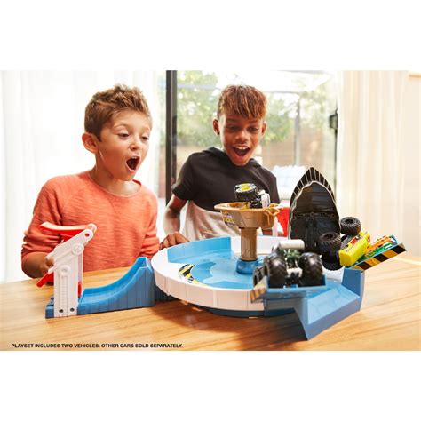 Hot Wheels Monster Trucks Mecha Shark Face Off Playset Walmart