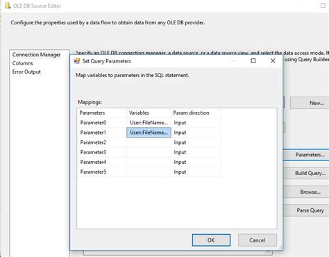 Sql Server Ssis Specify Only One Parameter In Ole Db Source With