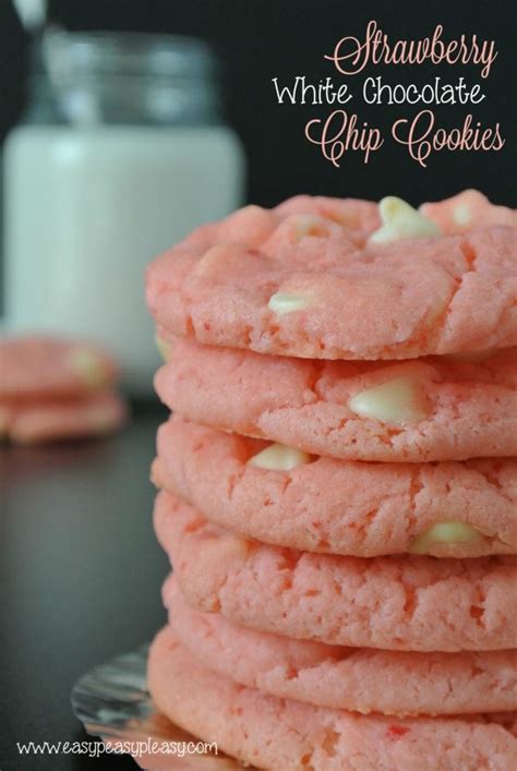 4 Ingredient Strawberry White Chocolate Chip Cookies Easy Peasy Pleasy