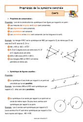 La symétrie centrale 5ème Exercices cours évaluation révision pdf