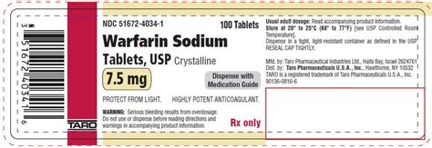 Warfarin Fda Prescribing Information Side Effects And Uses