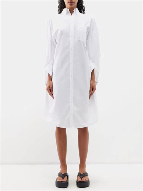 Balenciaga Swing Twisted Poplin Shirt Dress In White 40 Off