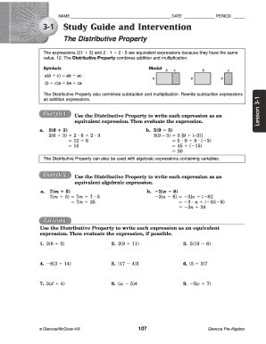 Fillable Online Lcps Chapter 3 Resource Masters Glencoe Pre Algebra