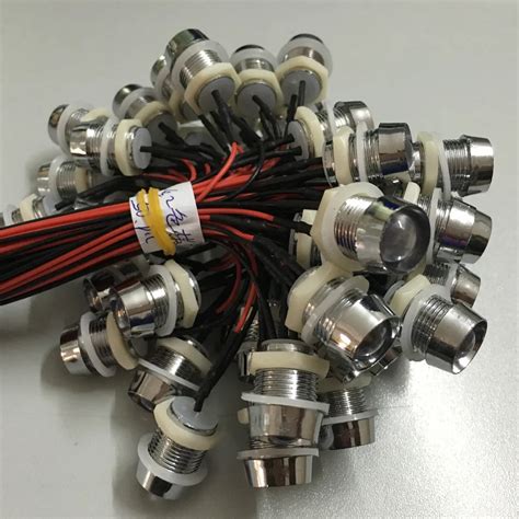 100X Pre Wired LED Light 10mm 18cm Prewired 12V With Chrome Bezel