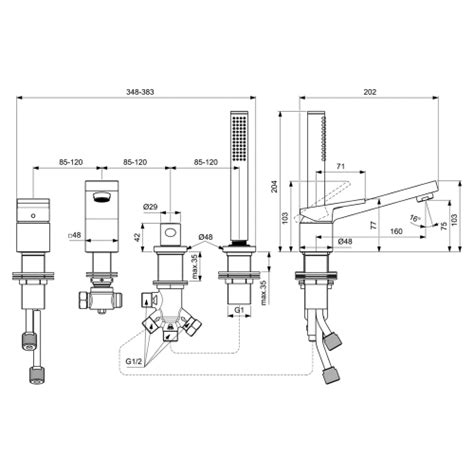 Ideal Standard BD518A2 EXTRA Gruppo Bordo Vasca 4 Fori Con Deviatore