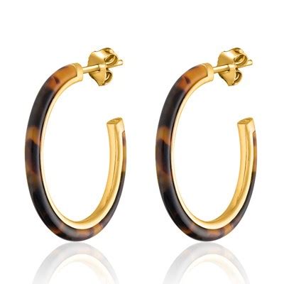 Boucles d oreilles créoles Agatha résine écaille Popcolor Femme