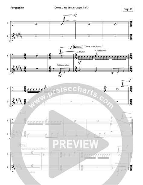 Come Unto Jesus Acoustic Percussion Sheet Music PDF Keith Kristyn