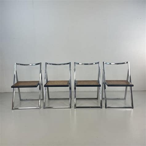 Chaises Cesca Pliantes Mid Century En Chrome Et Rotin Set De En