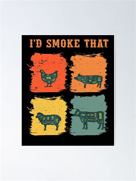 Funny Retro Bbq Party Smoker Chef Dad Gift I D Smoke Poster For Sale