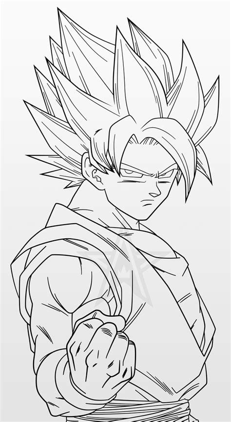 Super Saiyan Goku Line Art By Aubreiprince On Deviantart