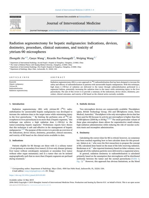 (PDF) Radiation Segmentectomy for Hepatic Malignancies: Indications, Devices, Dosimetry ...