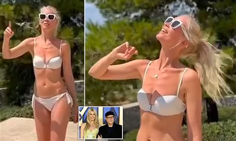 Claudia Schiffer Shows Off Her Incredible Figure In A Skimpy White Bikini As She Celebrates