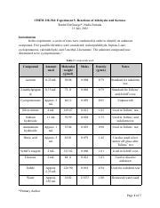 Exploring Aldehydes And Ketones Lab Report Insights Course Hero