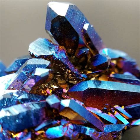 Galactic Cobalt Aura Quartz Cluster Metallic Blue Flame Etsy Aura