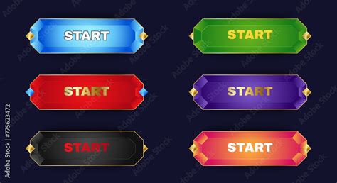 Set of Start button design. Colorful start button pack for website ...